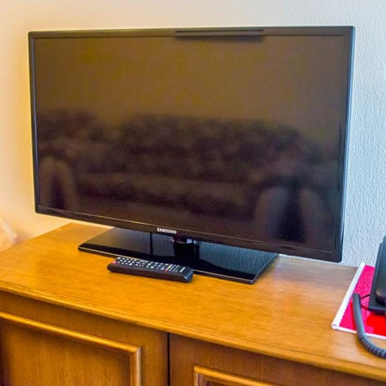 Телевизор в гостиной 2 местного 2 комнатного Люкса санатория Орджоникидзе в Кисловодске
